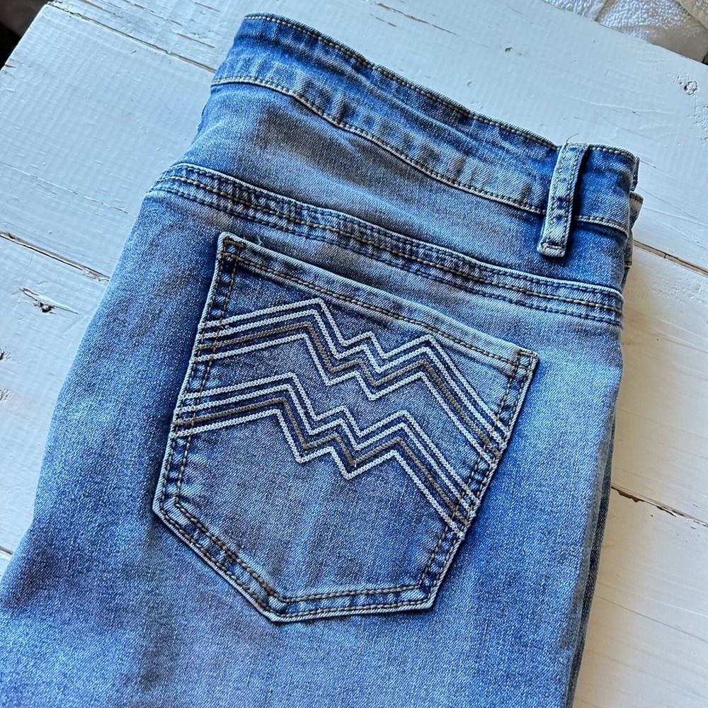 Peihot Womens Light‎ Wash Straight Leg Embroidered Pocket Jeans XXL JEAN221201